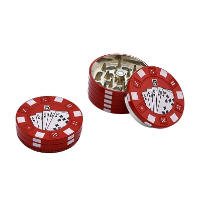 Grinder tocat tutun 40 mm, metalic, Poker Chips Rosu