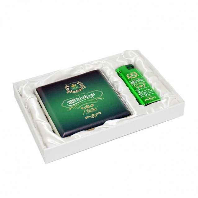 Set Cadou 90360 Matteo Tabachera+bricheta Turbo Verde Whisky