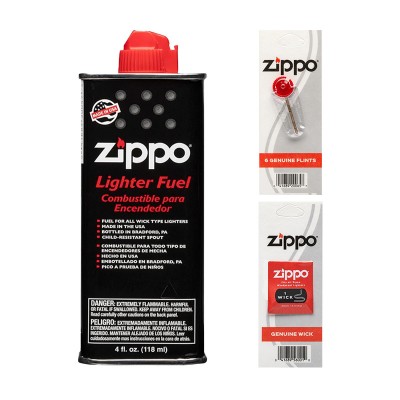 Set Zippo 1 x Benzina Zippo 125 ml,1 x fitil Zippo, 1 x set piatre Zippo