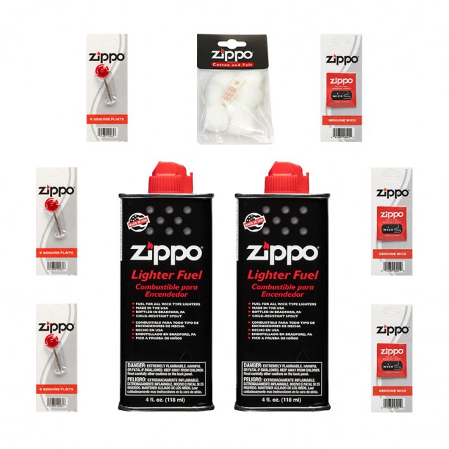 Set Pachet Economic Zippo 2xBenzina Zippo, 3xFitil Zippo, 3xPiatra Zippo,1x Bumbac Zippo