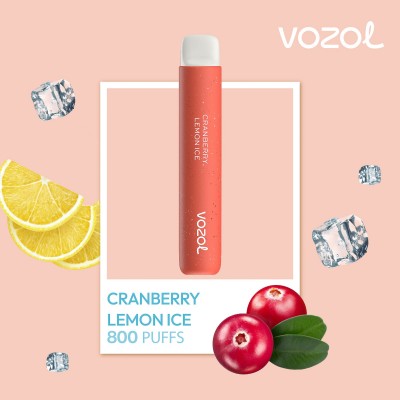 Tigara electronica de unica folosinta cu nicotina Vozol 800 pufuri Aroma 	Cranberry Lemon Ice