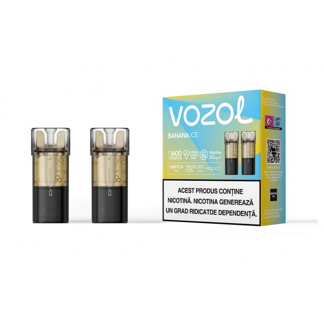 Set 2 Cartuse cu nicotina Vozol Switch Pro 800 Pufuri Aroma Banana Ice  
