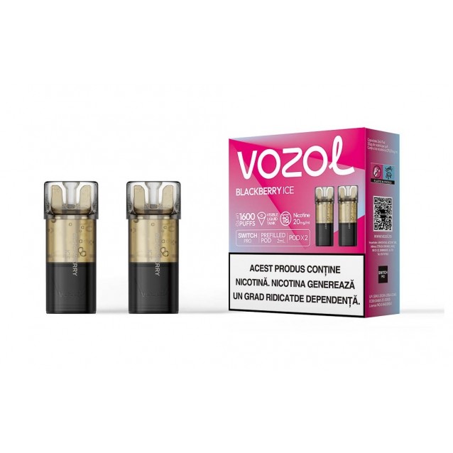 Set 2 Cartuse cu nicotina Vozol Switch Pro 800 Pufuri Aroma Blackberry Ice  