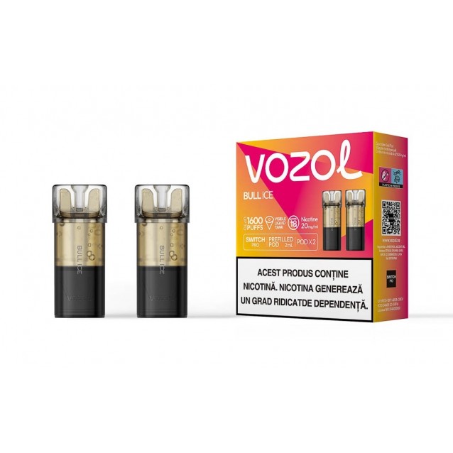Set 2 Cartuse cu nicotina Vozol Switch Pro 800 Pufuri Aroma Bull Ice  