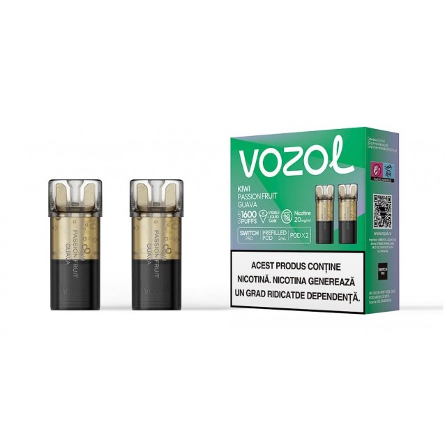 Set 2 Cartuse cu nicotina Vozol Switch Pro 800 Pufuri Aroma Kiwi Passion Fruit Guava