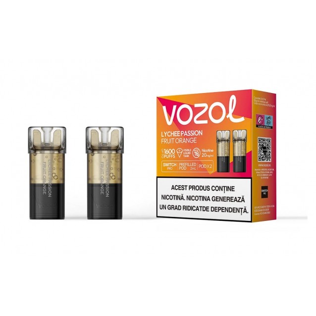 Set 2 Cartuse cu nicotina Vozol Switch Pro 800 Pufuri Aroma Lychee Passion Fruit Orange