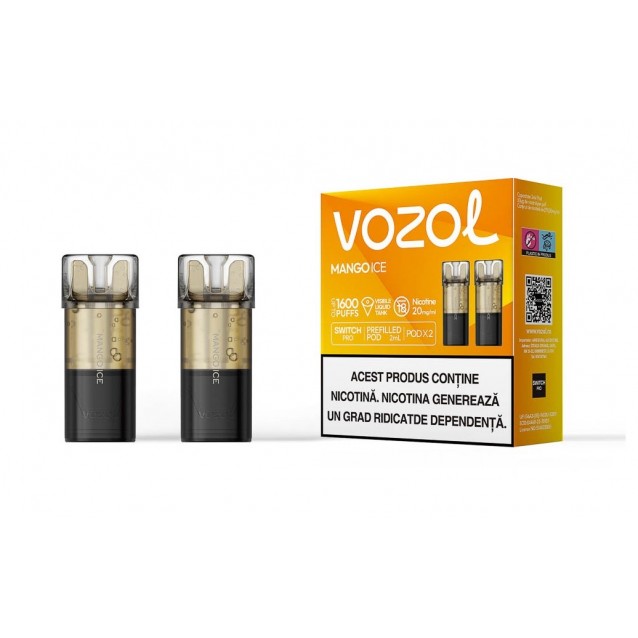 Set 2 Cartuse cu nicotina Vozol Switch Pro 800 Pufuri Aroma Mango Ice