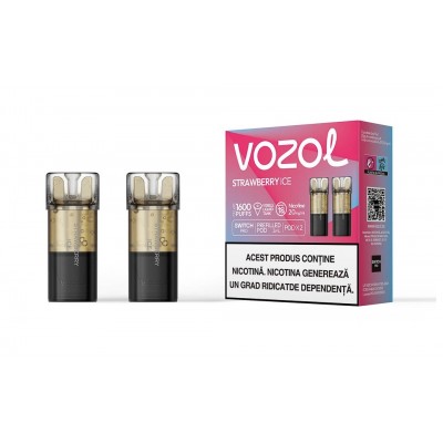 Set 2 Cartuse cu nicotina Vozol Switch Pro 800 Pufuri Aroma Strawberry Ice