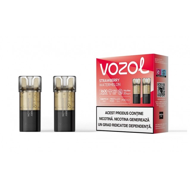 Set 2 Cartuse cu nicotina Vozol Switch Pro 800 Pufuri Aroma Strawberry Watermelon