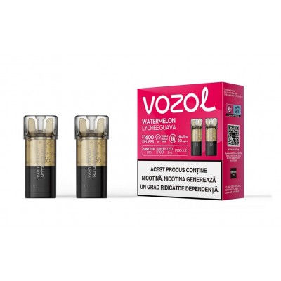 Set 2 Cartuse cu nicotina Vozol Switch Pro 800 Pufuri Aroma Watermelon Lychee Guava