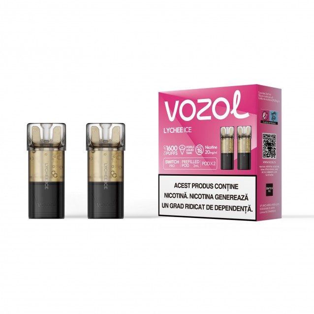 Set 2 Cartuse cu nicotina Vozol Switch Pro 800 Pufuri Aroma Lychee Ice