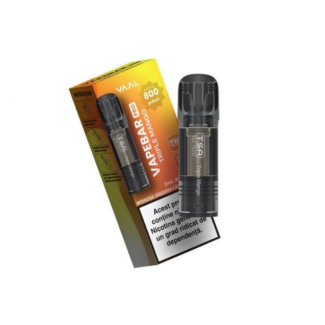 Cartus cu nicotina Vapebar PRO 800 pufuri Aroma Triple Mango