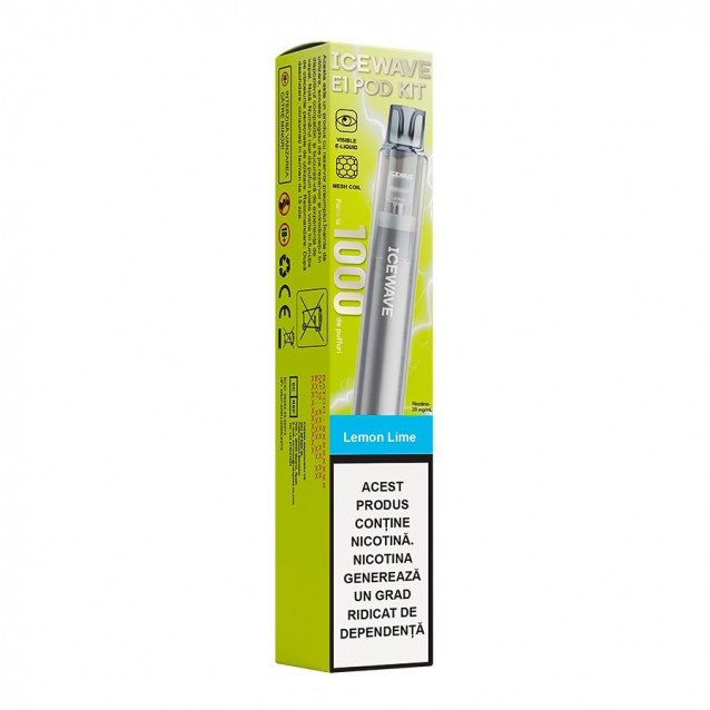 Kit Icewave E1 Dark Grey 1000 pufuri Lemon Lime 2ml 20mg
