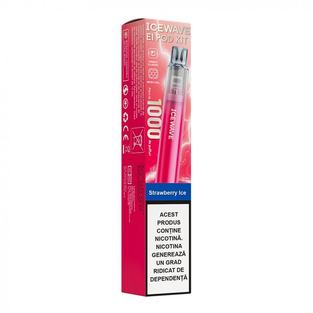 Kit Icewave E1 Plum Pink 1000 pufuri Strawberry Ice 2ml 20mg