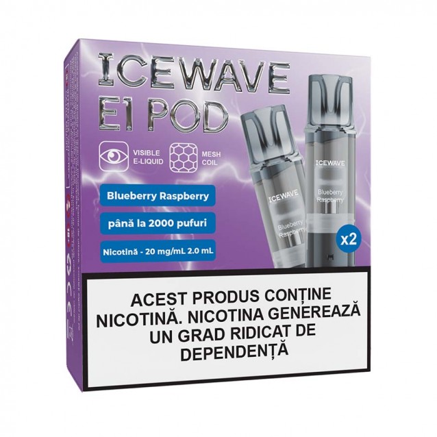 Set 2 cartuse Icewave E1 Pod 2ml 20mg Blueberry Raspberry