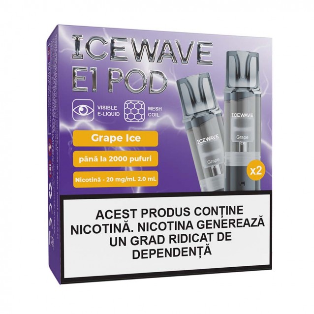 Set 2 cartuse Icewave E1 Pod 2ml 20mg Grape Ice
