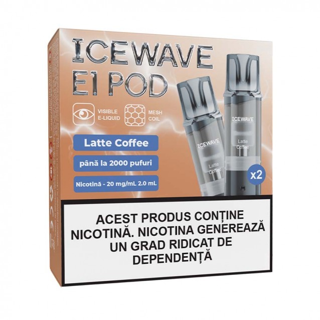 Set 2 cartuse Icewave E1 Pod 2ml 20mg Latte Coffee