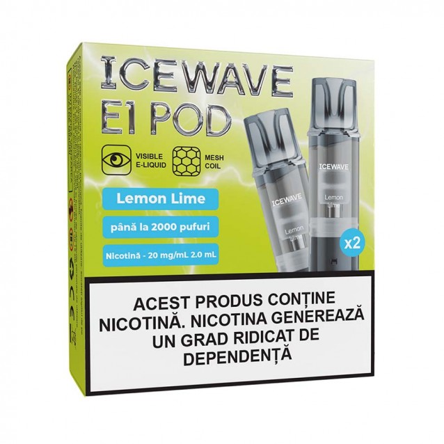 Set 2 cartuse Icewave E1 Pod 2ml 20mg Lemon Lime