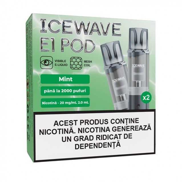 Set 2 cartuse Icewave E1 Pod 2ml 20mg Mint