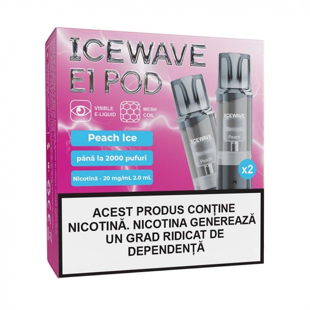 Set 2 cartuse Icewave E1 Pod 2ml 20mg Peach Ice
