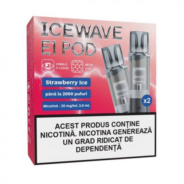 Set 2 cartuse Icewave E1 Pod 2ml 20mg Strawberry Ice