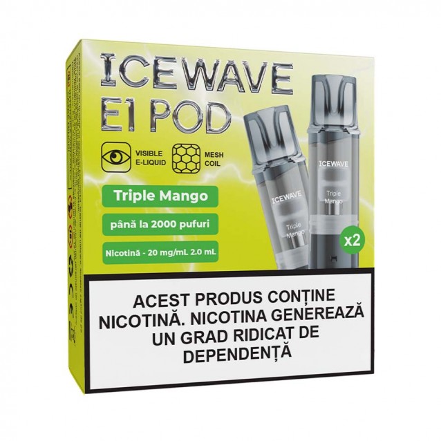 Set 2 cartuse Icewave E1 Pod 2ml 20mg Triple Mango