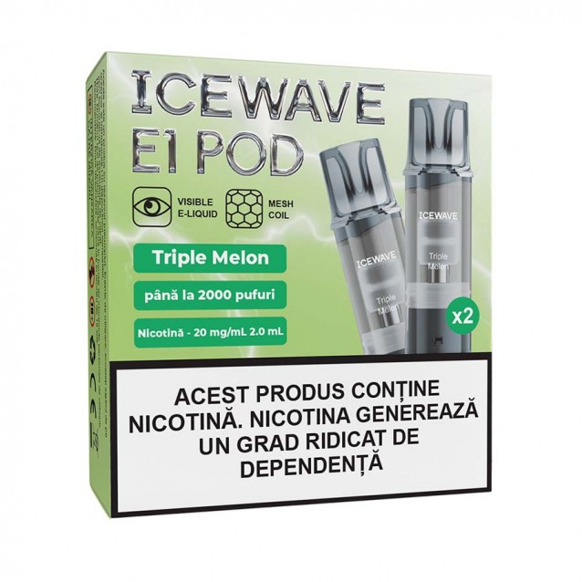 Set 2 cartuse Icewave E1 Pod 2ml 20mg Triple Melon