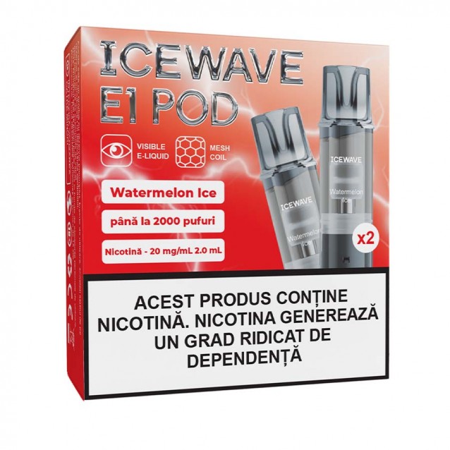 Set 2 cartuse Icewave E1 Pod 2ml 20mg Watermelon Ice