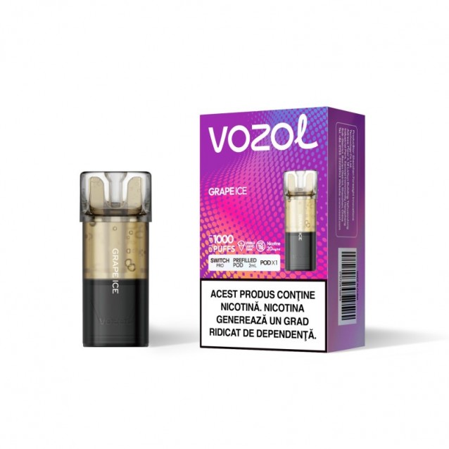 Cartus cu nicotina Vozol Switch Pro 1000 Pufuri Aroma Grape Ice Single Pod