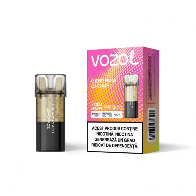 Cartus cu nicotina Vozol Switch Pro 1000 Pufuri Aroma Cherry Peach Lemonade Single Pod