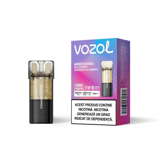 Cartus cu nicotina Vozol Switch Pro 1000 Pufuri Aroma Mixed Berries Single Pod