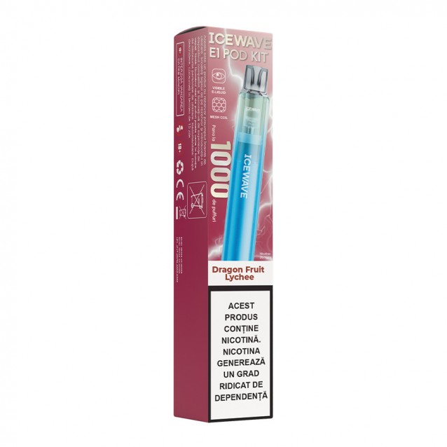 Kit Icewave E1 Azure Blue 1000 pufuri Dragon Fruit Lychee 2ml 20mg