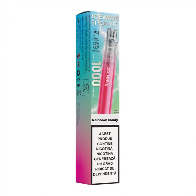Kit Icewave E1 Plum Pink 1000 pufuri Rainbow Candy 2ml 20mg