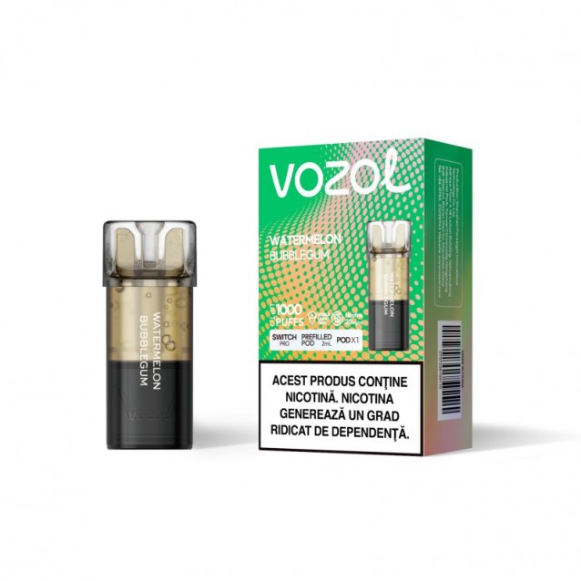 Cartus cu nicotina Vozol Switch Pro 1000 Pufuri Aroma Watermelon Bubblegum Single Pod