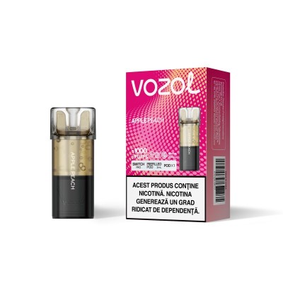 Cartus cu nicotina Vozol Switch Pro 1000 Pufuri Aroma Apple Peach Single Pod