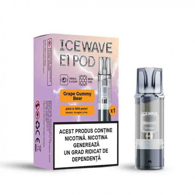 Cartus Vape Icewave E1 Pod Grape Gummy Bear 2ml 20mg