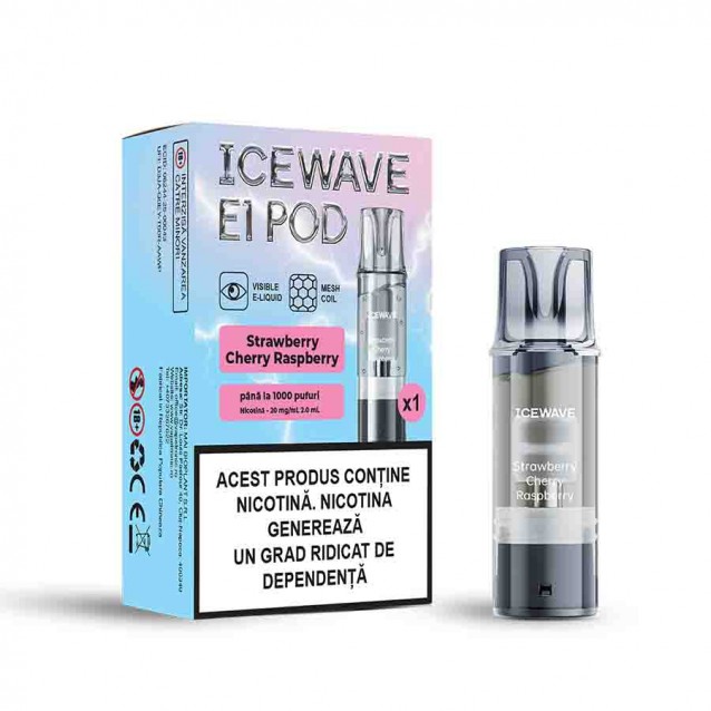 Cartus Vape Icewave E1 Pod Strawberry Cherry Raspberry 2ml 20mg