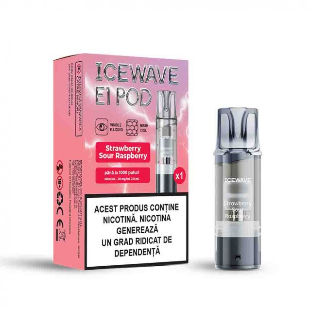 Cartus Vape Icewave E1 Pod Strawberry Sour Raspberry 2ml 20mg