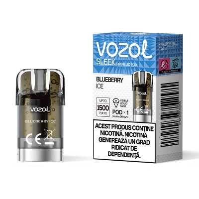 Cartus cu nicotina Vozol SLEEK Blueberry Ice 1500 de pufuri