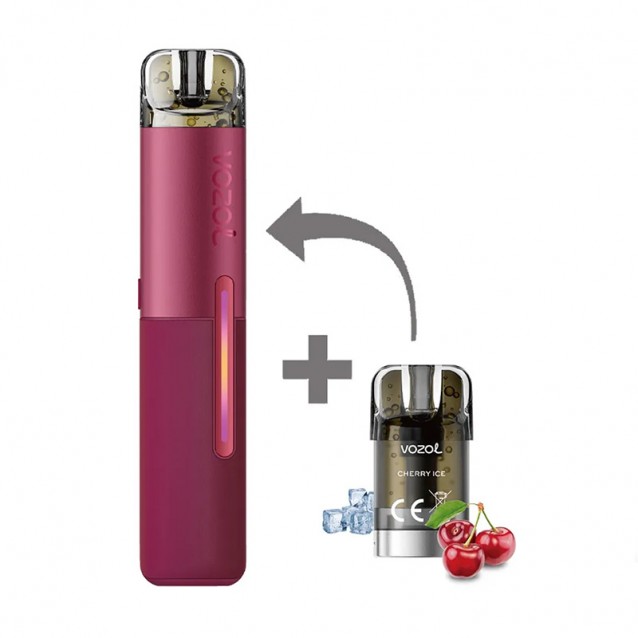 Kit Tigara Electronica reincarcabila VOZOL SLEEK Cherry Ice 1500 de pufuri