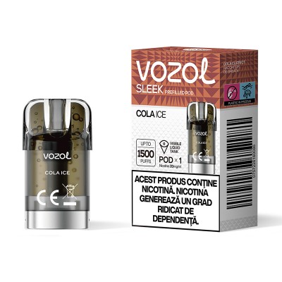 Cartus cu nicotina Vozol SLEEK Cola Ice 1500 de pufuri