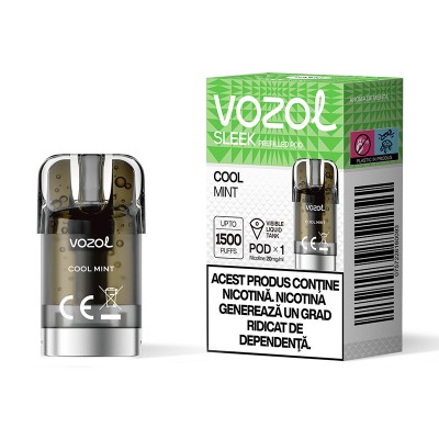 Cartus cu nicotina Vozol SLEEK Cool Mint 1500 de pufuri