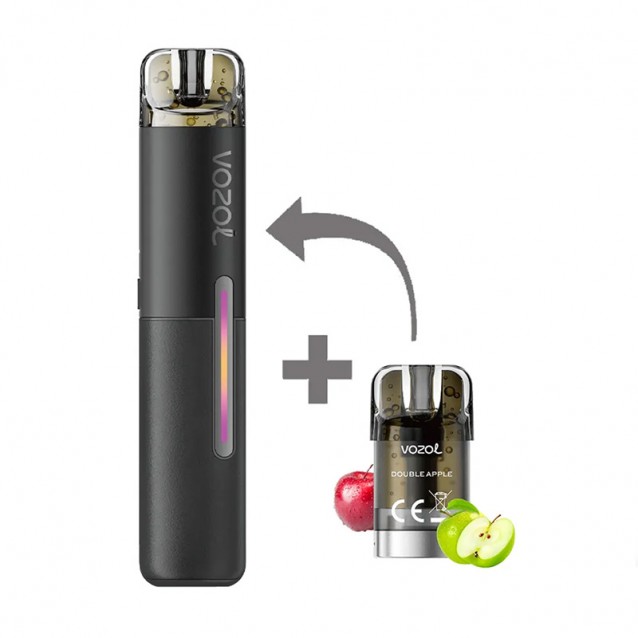 Kit Tigara Electronica reincarcabila VOZOL SLEEK Double Apple 1500 de pufuri
