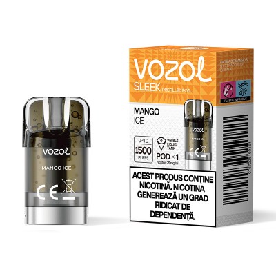 Cartus cu nicotina Vozol SLEEK Mango Ice 1500 de pufuri