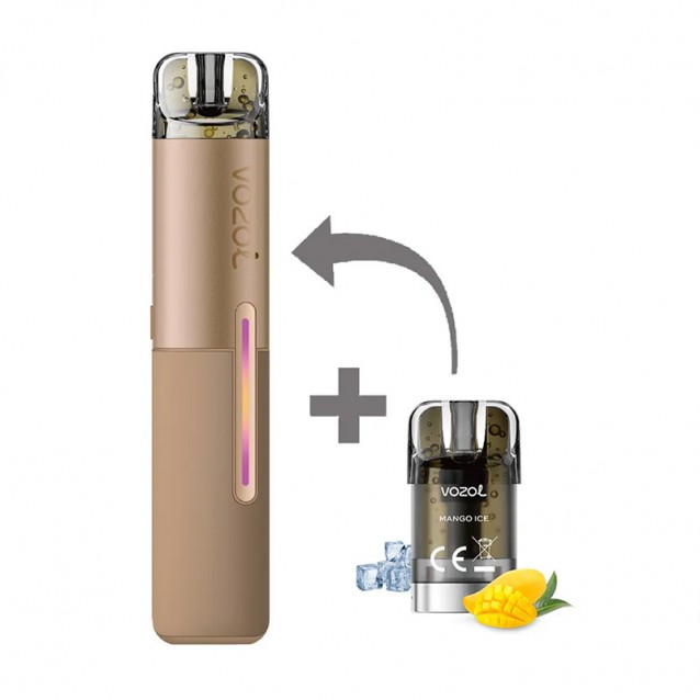 Kit Tigara Electronica reincarcabila VOZOL SLEEK Mango Ice 1500 de pufuri