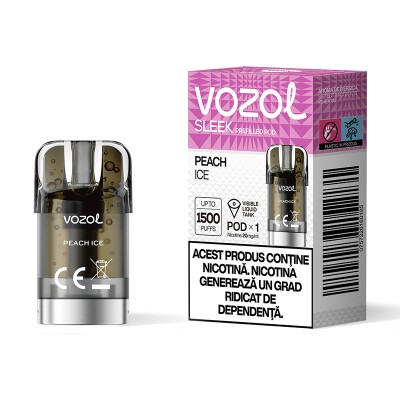 Cartus cu nicotina Vozol SLEEK Peach Ice 1500 de pufuri