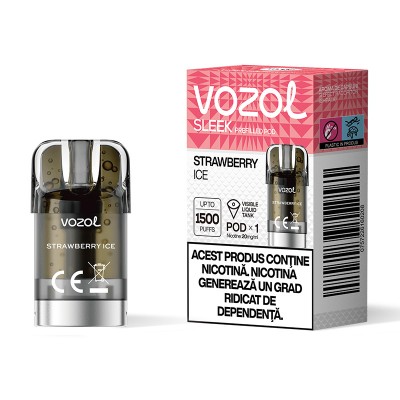 Cartus cu nicotina Vozol SLEEK Strawberry Ice 1500 de pufuri