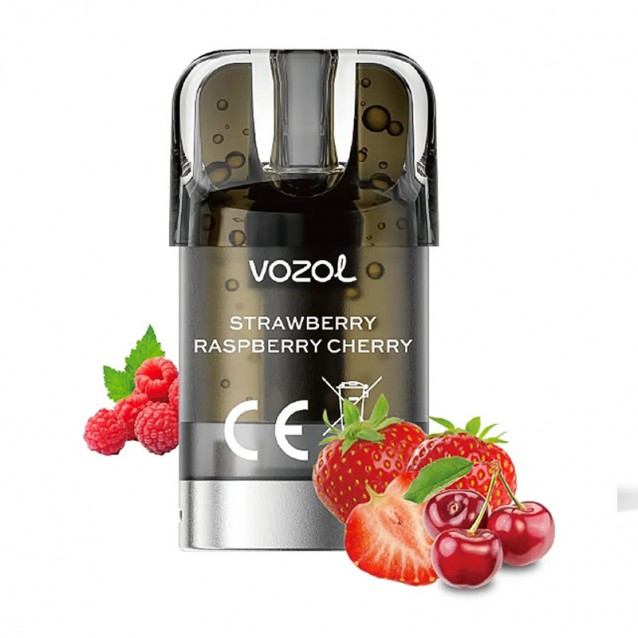Cartus cu nicotina Vozol SLEEK Strawberry Raspberry Cherry 1500 de pufuri
