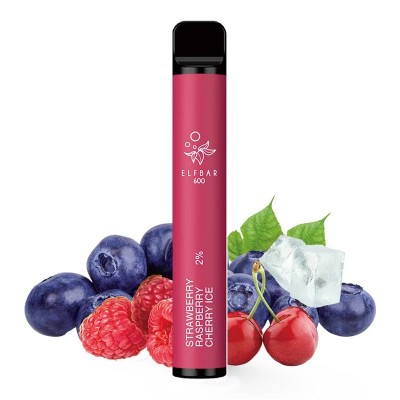 Tigara electronica cu nicotina Elf Bar 600 pufuri- aroma Strawberry Raspberry Cherry Ice