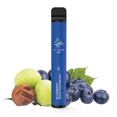 Tigara electronica cu nicotina Elf Bar 600 pufuri- aroma Blueberry sour Raspberry